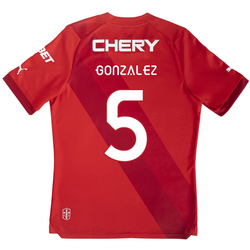 Niño Fútbol Camiseta Daniel González #5 Rojo Blanco 2ª Equipación 2024/25 Perú