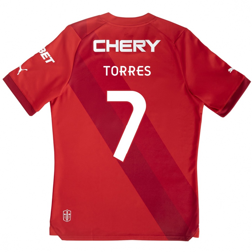 Niño Fútbol Camiseta Joaquín Torres #7 Rojo Blanco 2ª Equipación 2024/25 Perú