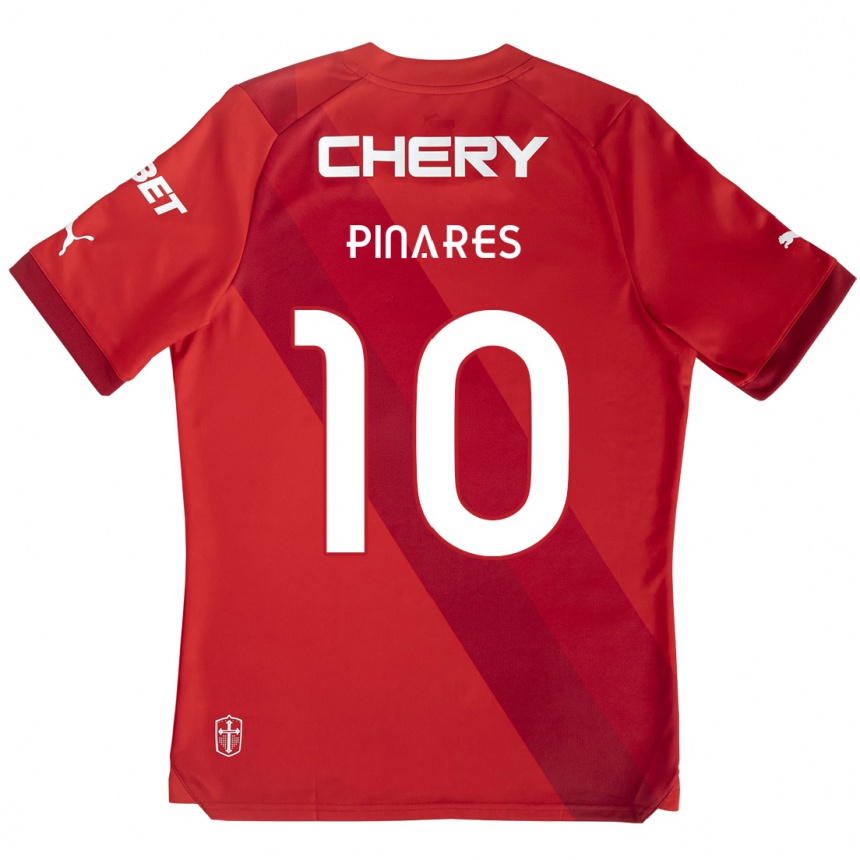 Niño Fútbol Camiseta César Pinares #10 Rojo Blanco 2ª Equipación 2024/25 Perú