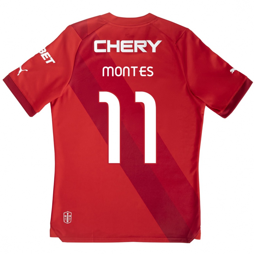 Niño Fútbol Camiseta Clemente Montes #11 Rojo Blanco 2ª Equipación 2024/25 Perú