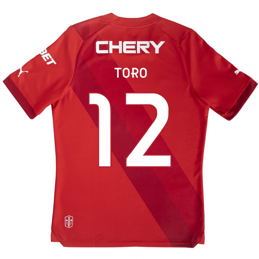 Niño Fútbol Camiseta Ian Toro #12 Rojo Blanco 2ª Equipación 2024/25 Perú