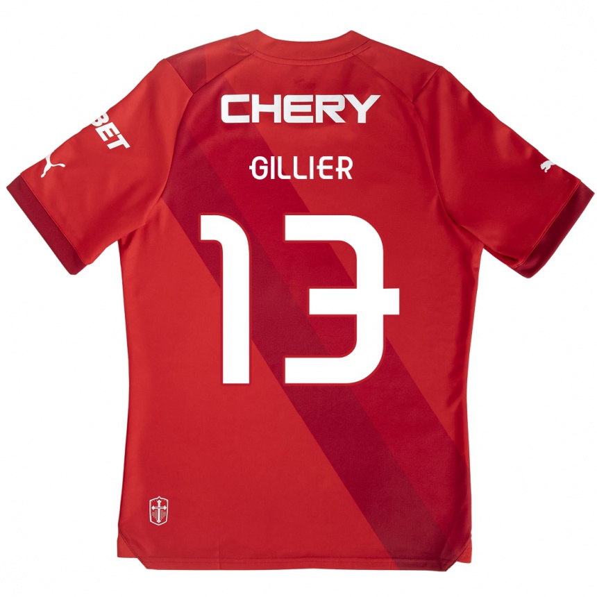 Niño Fútbol Camiseta Thomas Gillier #13 Rojo Blanco 2ª Equipación 2024/25 Perú