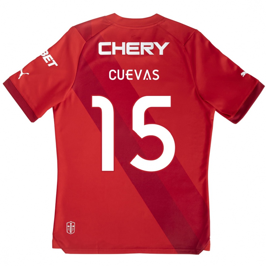 Niño Fútbol Camiseta Cristian Cuevas #15 Rojo Blanco 2ª Equipación 2024/25 Perú