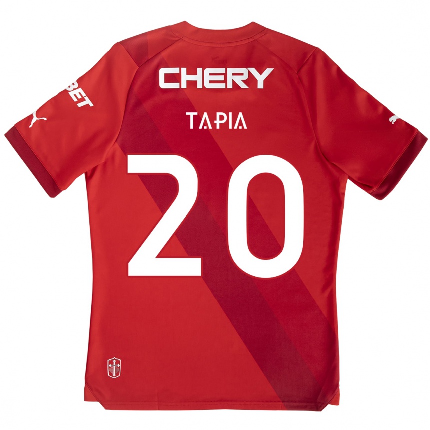 Niño Fútbol Camiseta Gonzalo Tapia #20 Rojo Blanco 2ª Equipación 2024/25 Perú