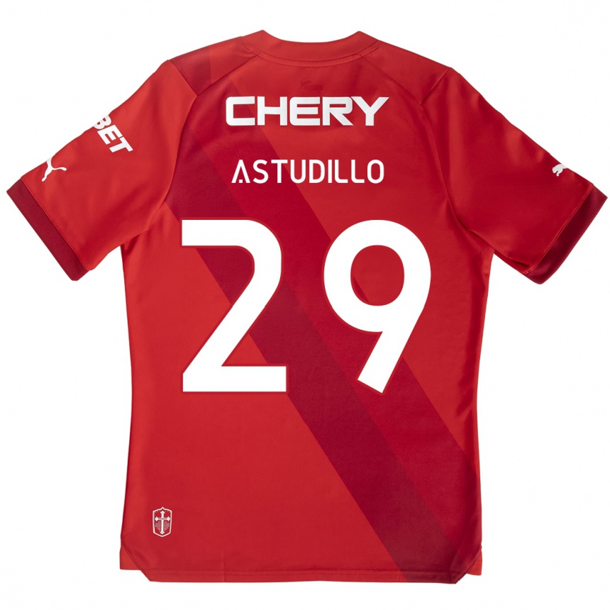 Niño Fútbol Camiseta Aaron Astudillo #29 Rojo Blanco 2ª Equipación 2024/25 Perú