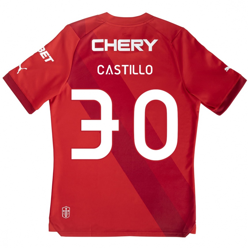 Niño Fútbol Camiseta Nicolás Castillo #30 Rojo Blanco 2ª Equipación 2024/25 Perú