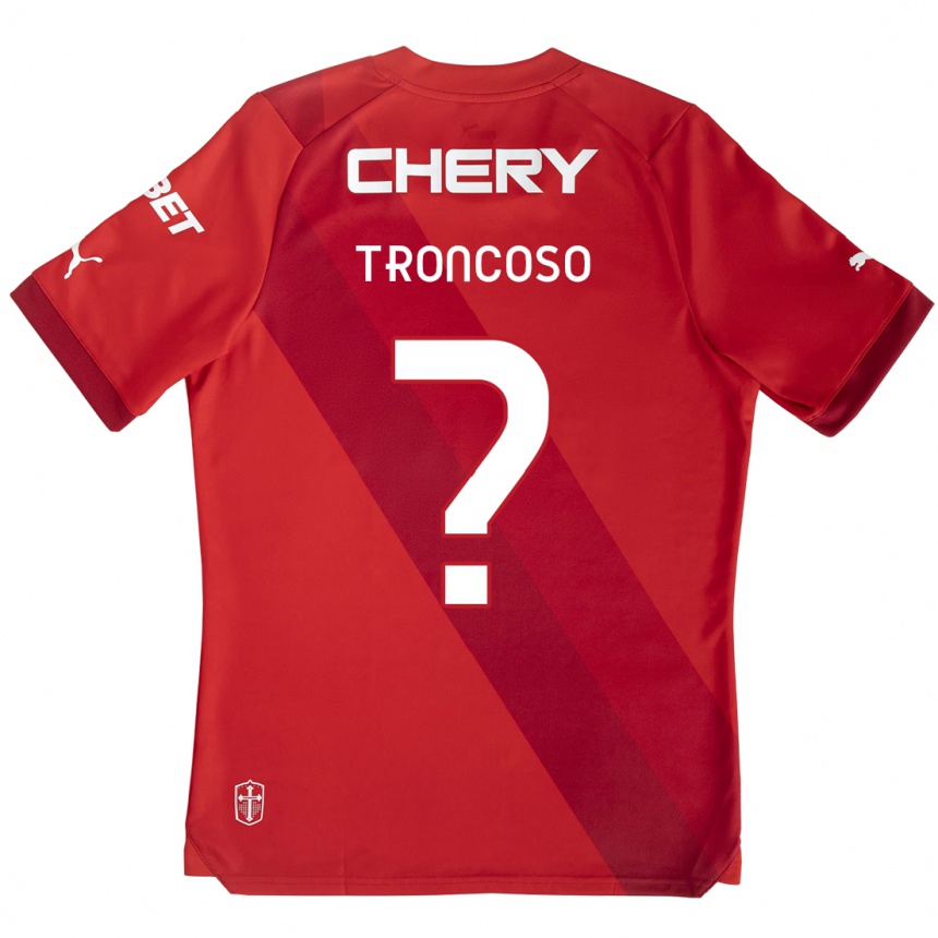 Niño Fútbol Camiseta Leonardo Troncoso #0 Rojo Blanco 2ª Equipación 2024/25 Perú