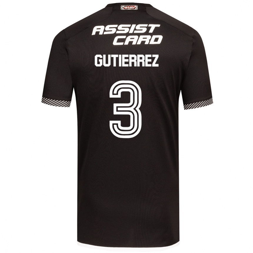 Niño Fútbol Camiseta Daniel Gutiérrez #3 Blanco Negro 2ª Equipación 2024/25 Perú