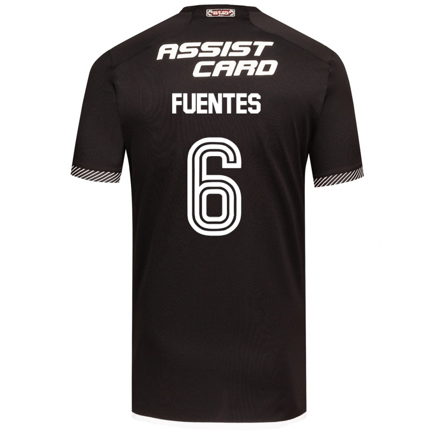 Niño Fútbol Camiseta César Fuentes #6 Blanco Negro 2ª Equipación 2024/25 Perú