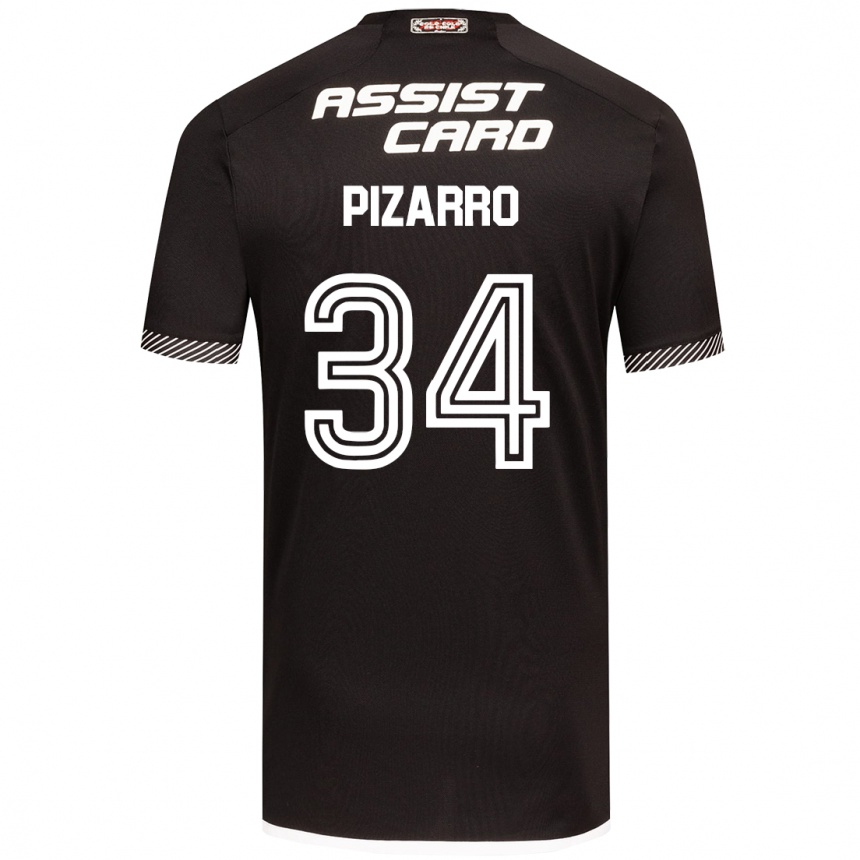 Niño Fútbol Camiseta Vicente Pizarro #34 Blanco Negro 2ª Equipación 2024/25 Perú