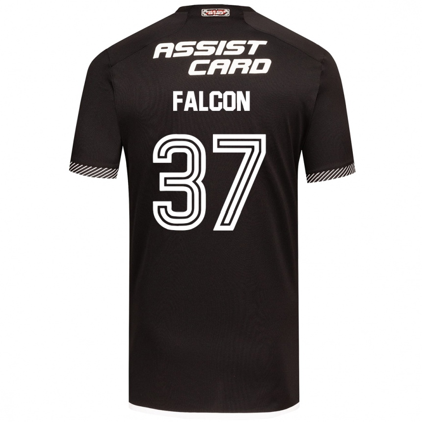 Niño Fútbol Camiseta Maximiliano Falcón #37 Blanco Negro 2ª Equipación 2024/25 Perú