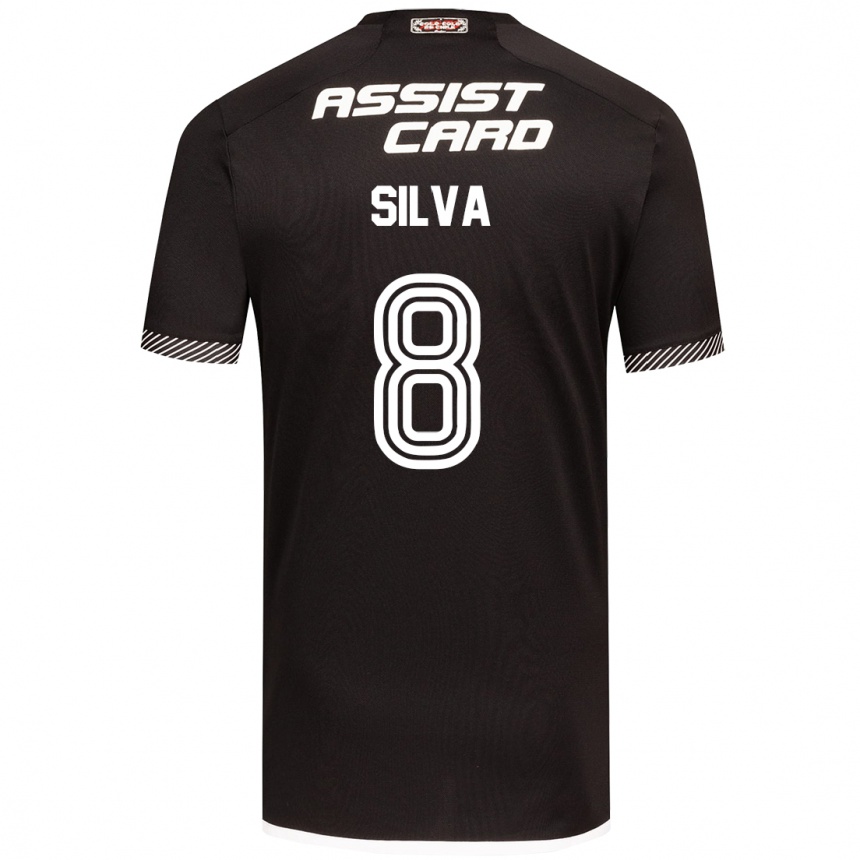 Niño Fútbol Camiseta Bastián Silva #8 Blanco Negro 2ª Equipación 2024/25 Perú