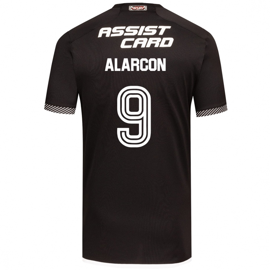 Niño Fútbol Camiseta Cristian Alarcón #9 Blanco Negro 2ª Equipación 2024/25 Perú