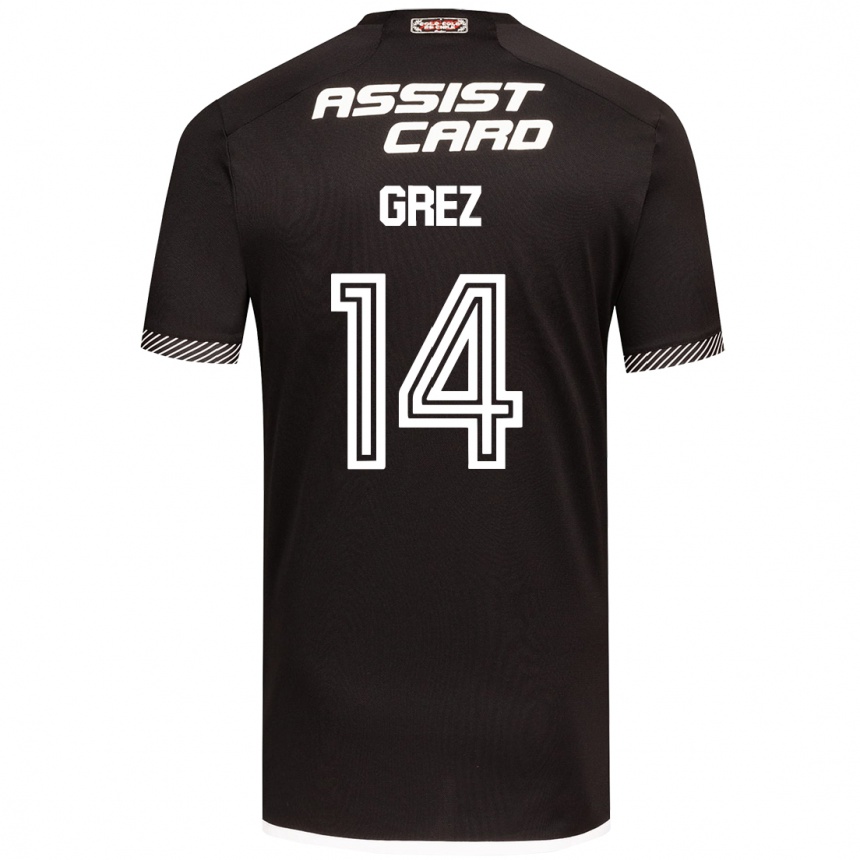 Niño Fútbol Camiseta Javiera Grez #14 Blanco Negro 2ª Equipación 2024/25 Perú