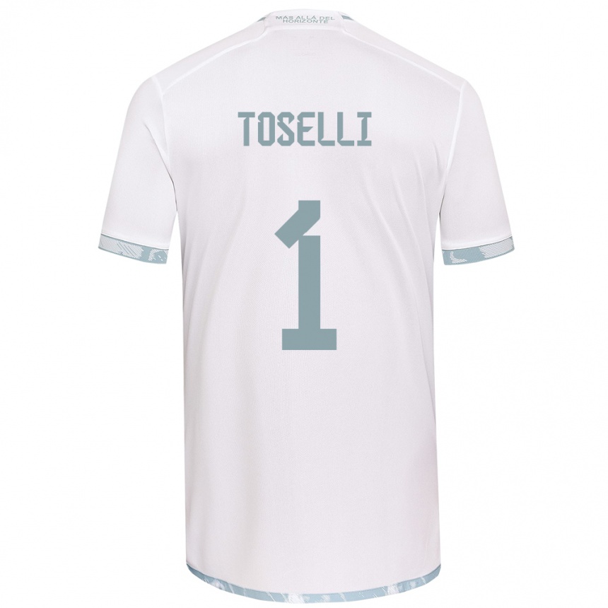 Niño Fútbol Camiseta Cristopher Toselli #1 Gris Blanco 2ª Equipación 2024/25 Perú