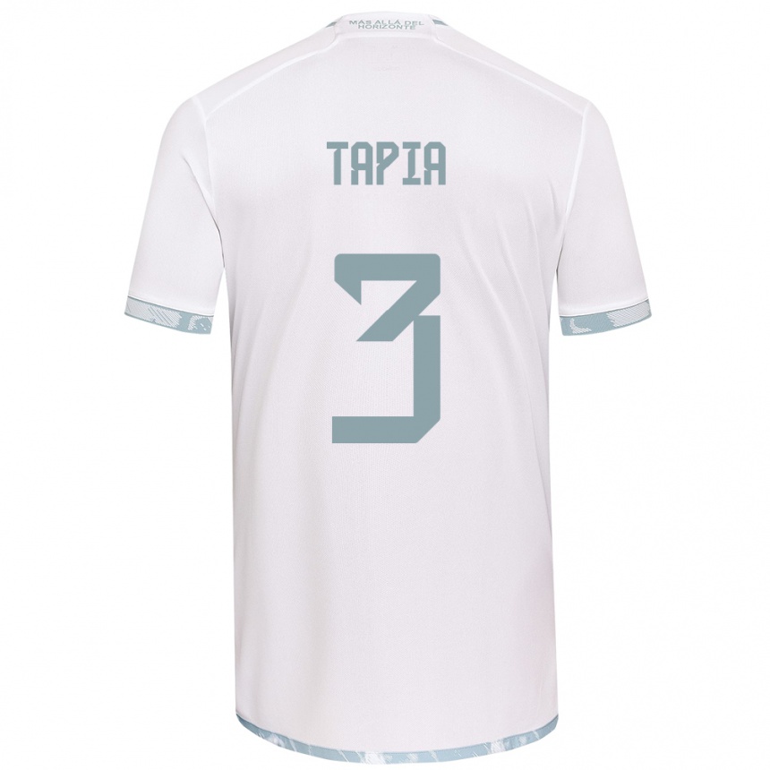 Niño Fútbol Camiseta Ignacio Tapia #3 Gris Blanco 2ª Equipación 2024/25 Perú