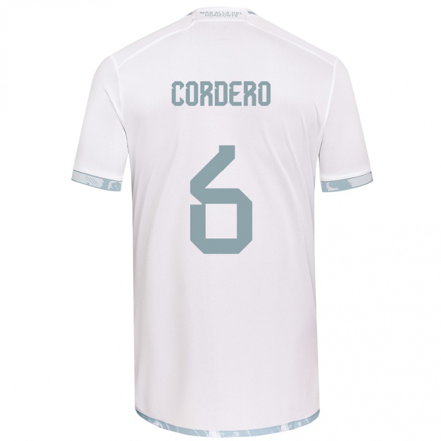 Niño Fútbol Camiseta Renato Cordero #6 Gris Blanco 2ª Equipación 2024/25 Perú