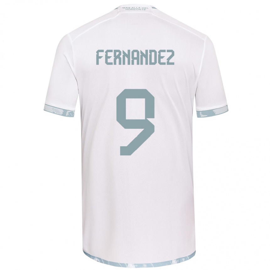 Niño Fútbol Camiseta Leandro Fernández #9 Gris Blanco 2ª Equipación 2024/25 Perú