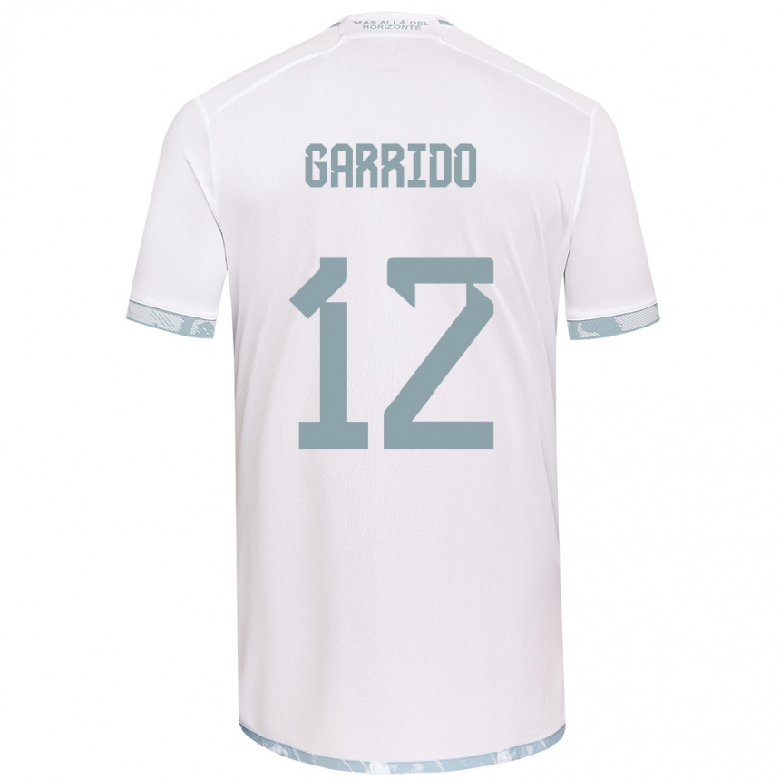 Niño Fútbol Camiseta Pedro Garrido #12 Gris Blanco 2ª Equipación 2024/25 Perú