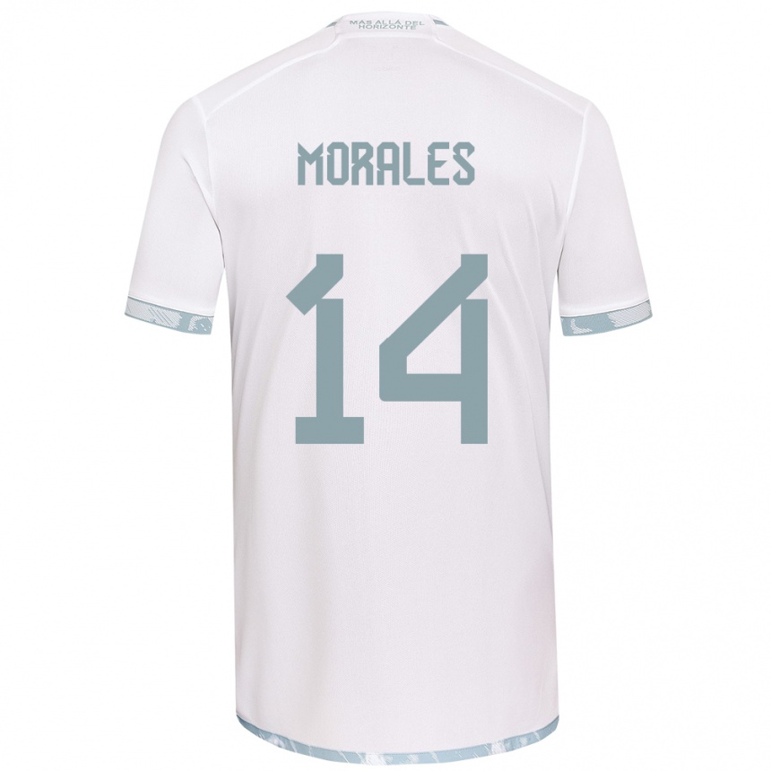 Niño Fútbol Camiseta Marcelo Morales #14 Gris Blanco 2ª Equipación 2024/25 Perú