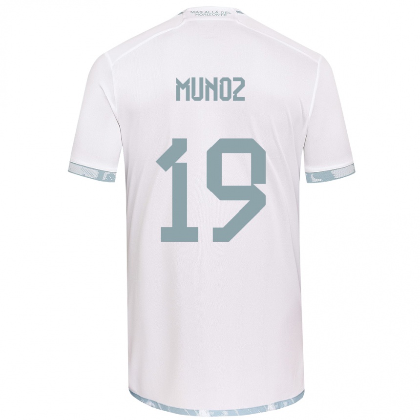 Niño Fútbol Camiseta Cristóbal Muñoz #19 Gris Blanco 2ª Equipación 2024/25 Perú