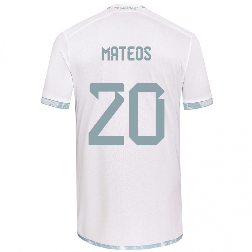 Niño Fútbol Camiseta Federico Mateos #20 Gris Blanco 2ª Equipación 2024/25 Perú