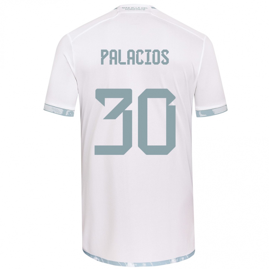 Niño Fútbol Camiseta Cristian Palacios #30 Gris Blanco 2ª Equipación 2024/25 Perú