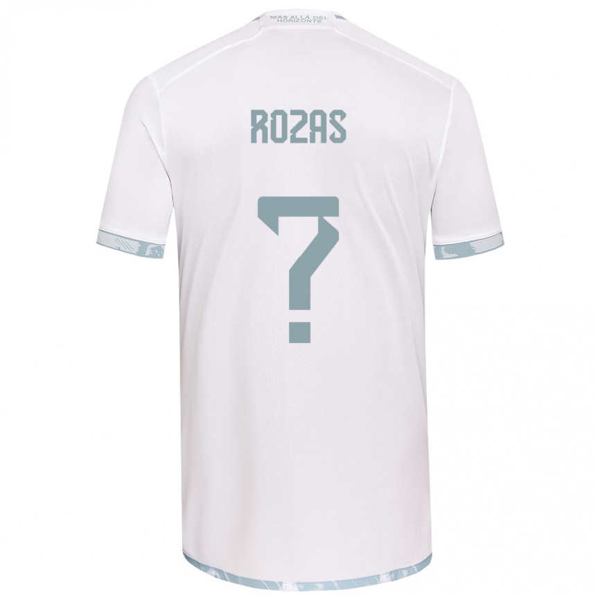 Niño Fútbol Camiseta Sergio Rozas #0 Gris Blanco 2ª Equipación 2024/25 Perú