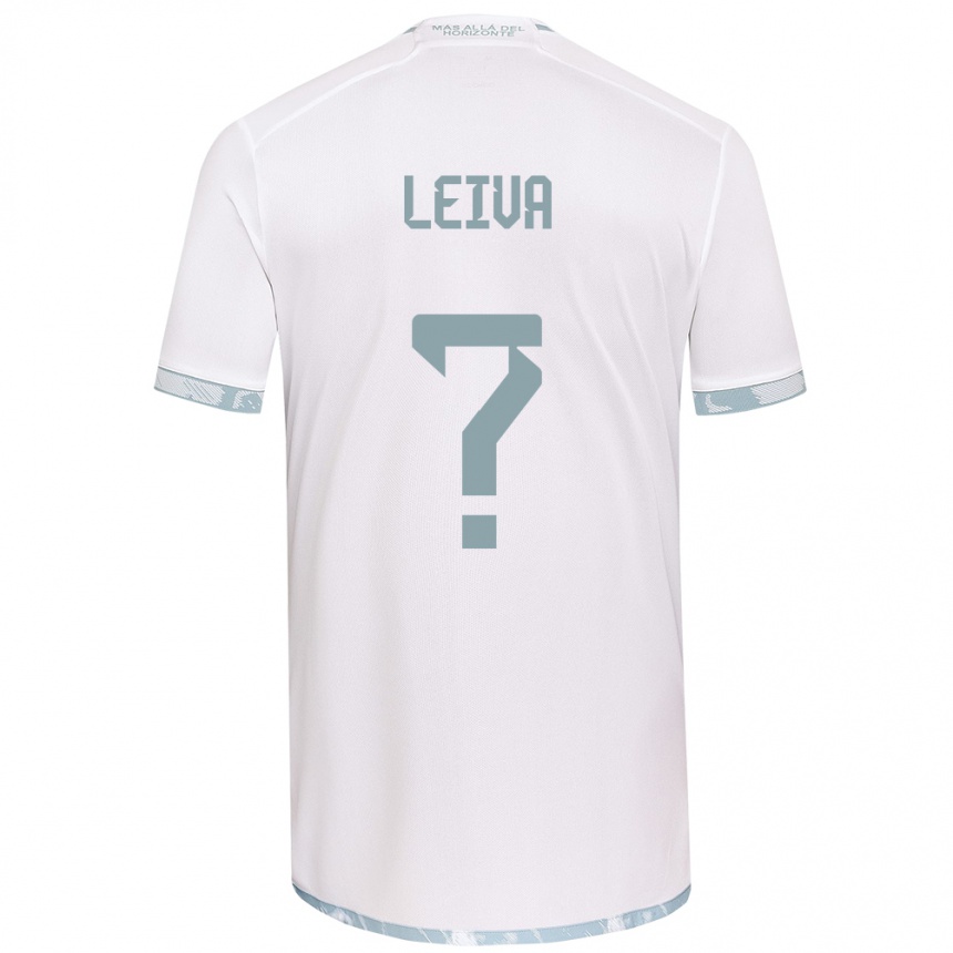 Niño Fútbol Camiseta Sergio Leiva #0 Gris Blanco 2ª Equipación 2024/25 Perú