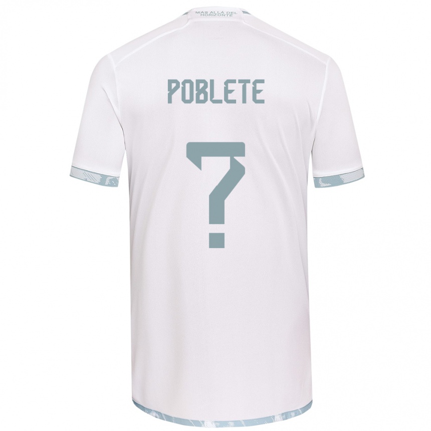 Niño Fútbol Camiseta José Poblete #0 Gris Blanco 2ª Equipación 2024/25 Perú