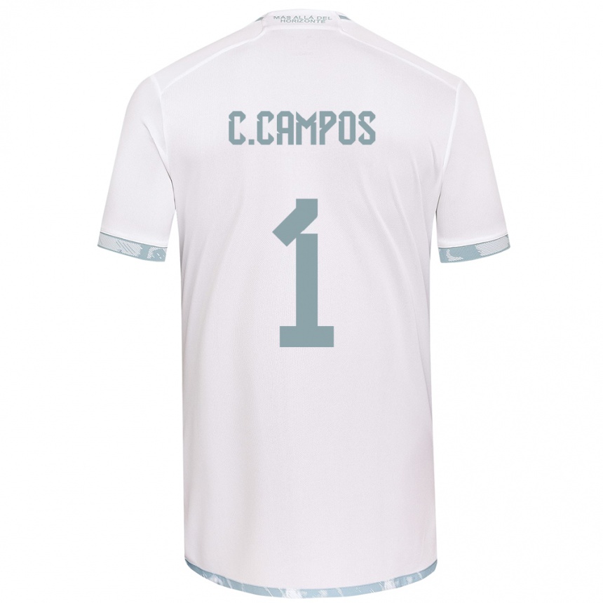 Niño Fútbol Camiseta Cristóbal Campos #1 Gris Blanco 2ª Equipación 2024/25 Perú