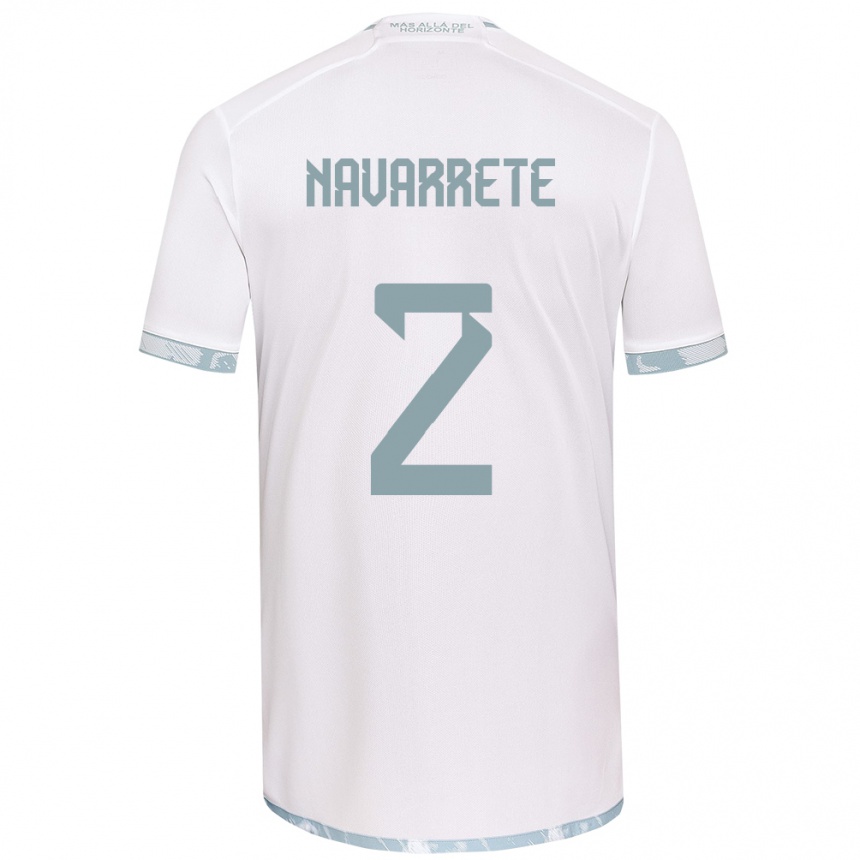 Niño Fútbol Camiseta Daniel Navarrete #2 Gris Blanco 2ª Equipación 2024/25 Perú