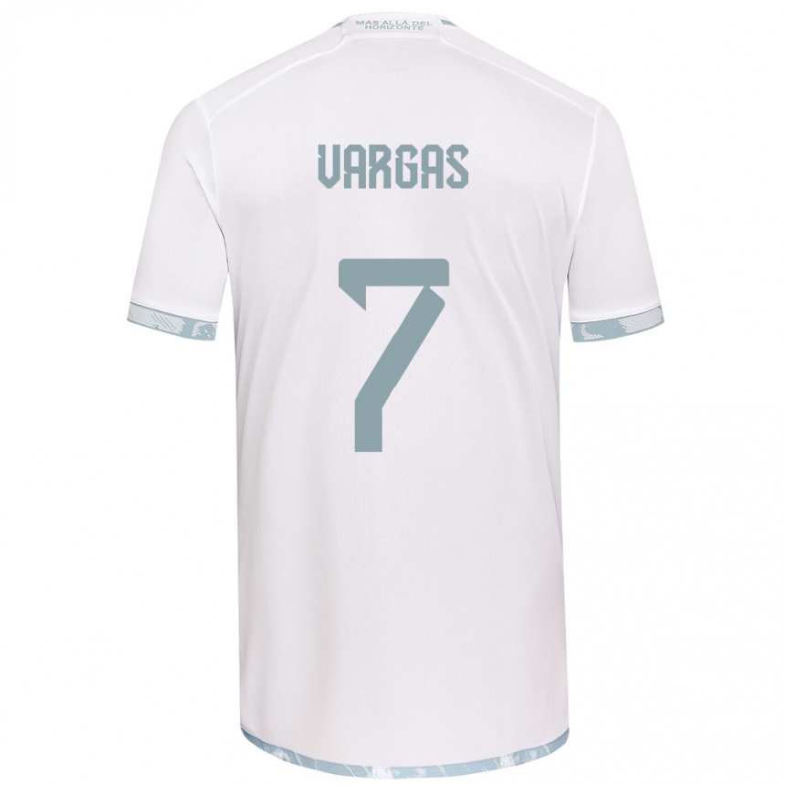 Niño Fútbol Camiseta Jeisson Vargas #7 Gris Blanco 2ª Equipación 2024/25 Perú