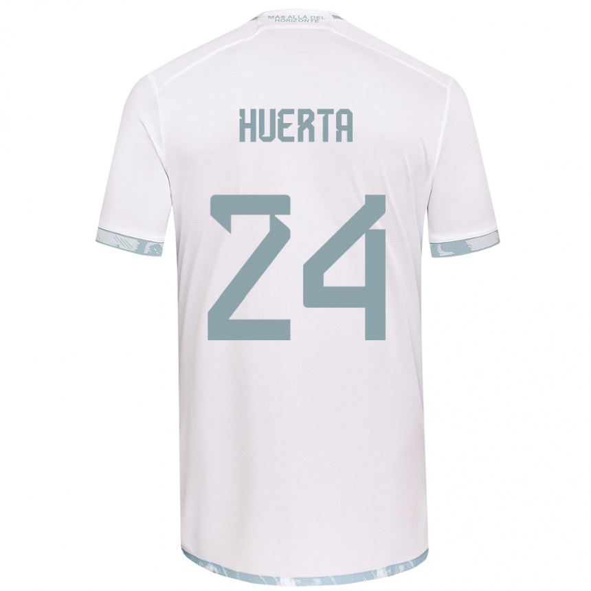 Niño Fútbol Camiseta Renato Huerta #24 Gris Blanco 2ª Equipación 2024/25 Perú