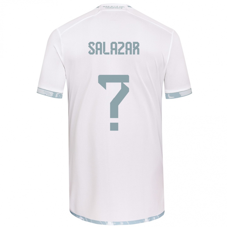 Niño Fútbol Camiseta Yahir Salazar #0 Gris Blanco 2ª Equipación 2024/25 Perú