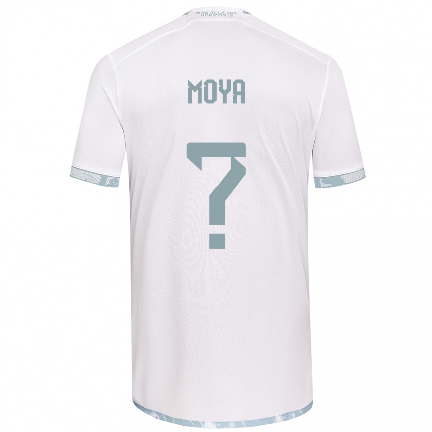 Niño Fútbol Camiseta Flavio Moya #0 Gris Blanco 2ª Equipación 2024/25 Perú