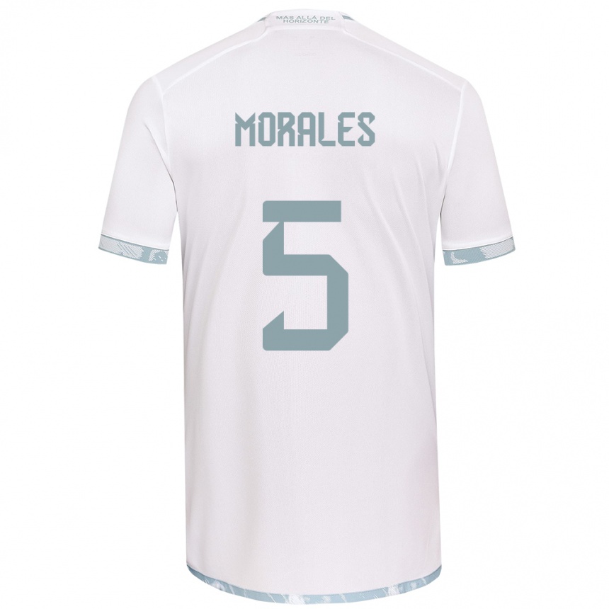 Niño Fútbol Camiseta Mariana Morales #5 Gris Blanco 2ª Equipación 2024/25 Perú