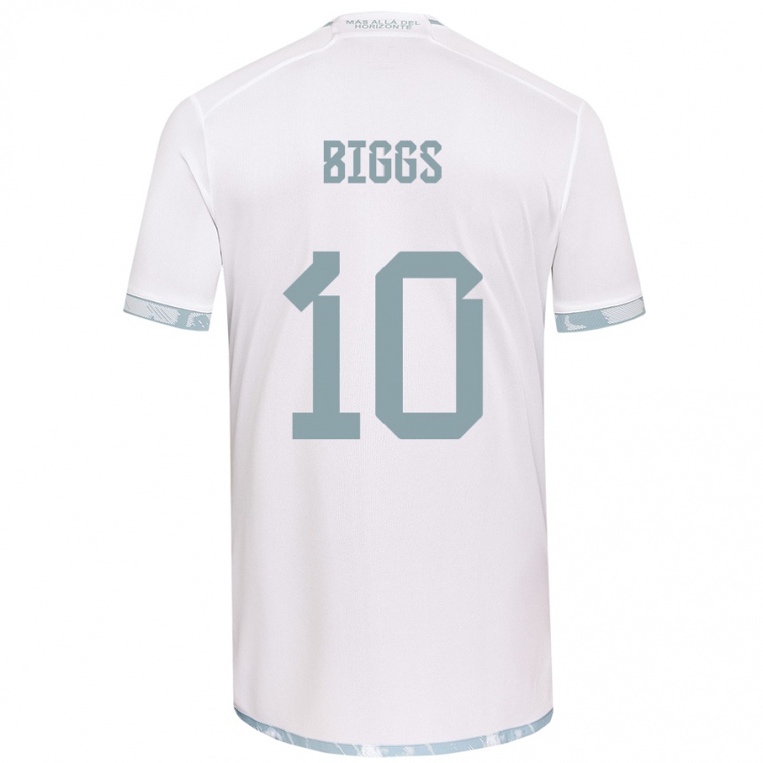 Niño Fútbol Camiseta Nicole Denise Fajre Biggs #10 Gris Blanco 2ª Equipación 2024/25 Perú