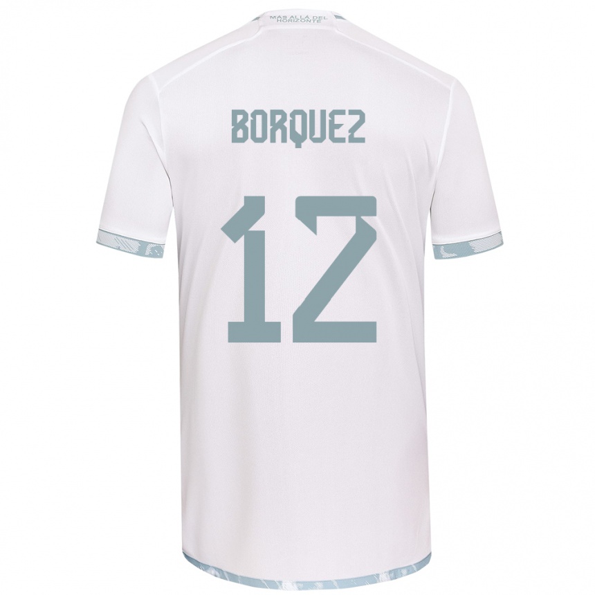 Niño Fútbol Camiseta Gabriela Bórquez #12 Gris Blanco 2ª Equipación 2024/25 Perú