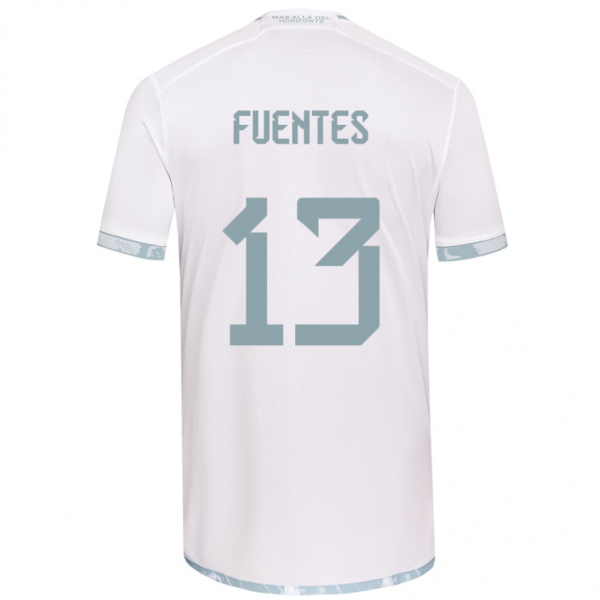 Niño Fútbol Camiseta Karen Fuentes #13 Gris Blanco 2ª Equipación 2024/25 Perú