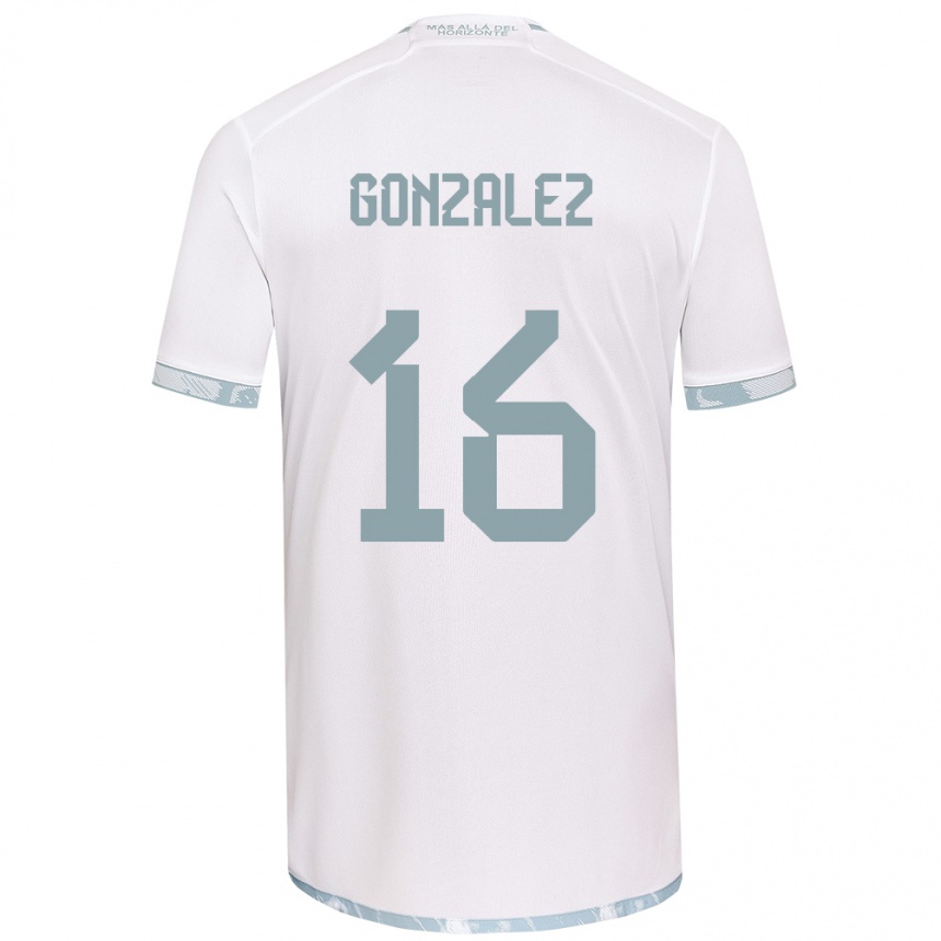 Niño Fútbol Camiseta Monserratt González #16 Gris Blanco 2ª Equipación 2024/25 Perú