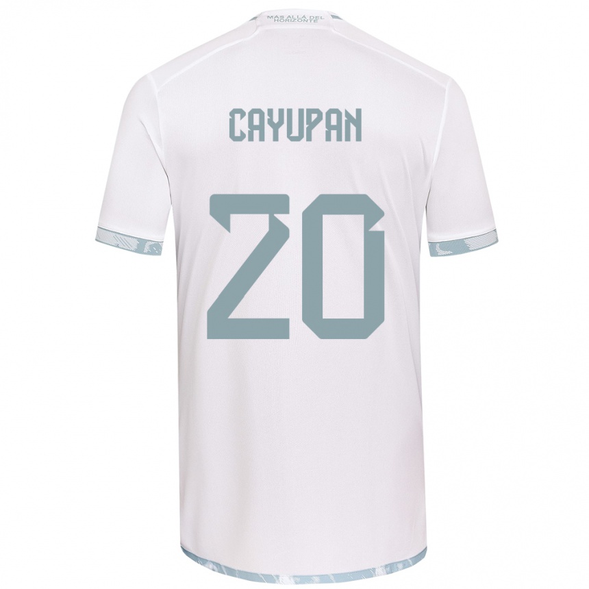 Niño Fútbol Camiseta Natalia Cayupán #20 Gris Blanco 2ª Equipación 2024/25 Perú