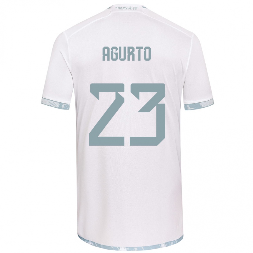 Niño Fútbol Camiseta Isidora Agurto #23 Gris Blanco 2ª Equipación 2024/25 Perú