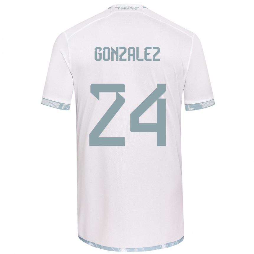 Niño Fútbol Camiseta Emma González #24 Gris Blanco 2ª Equipación 2024/25 Perú