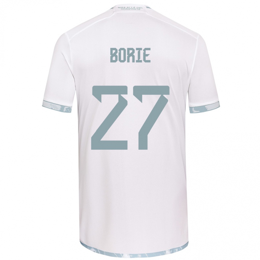 Niño Fútbol Camiseta Emilie Borie #27 Gris Blanco 2ª Equipación 2024/25 Perú