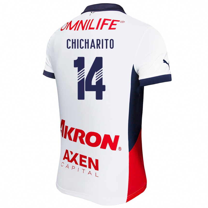 Niño Fútbol Camiseta Chicharito #14 Blanco Rojo Azul 2ª Equipación 2024/25 Perú