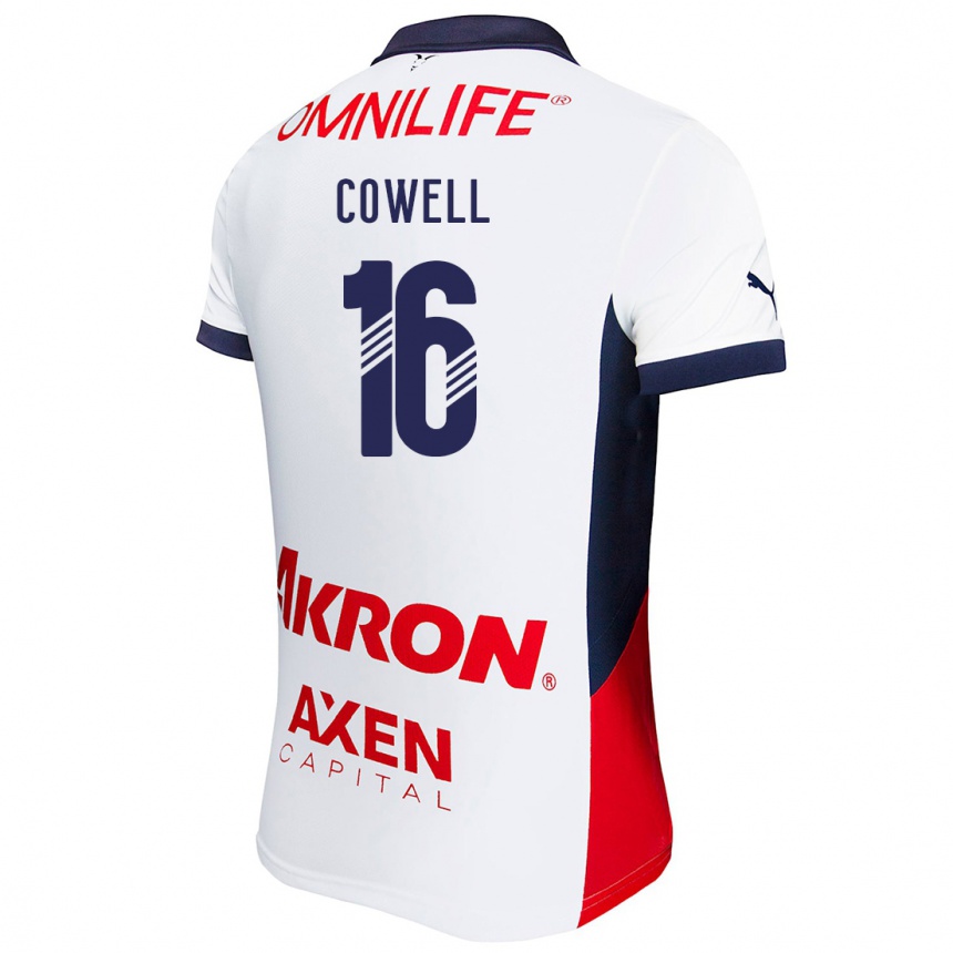 Niño Fútbol Camiseta Cade Cowell #16 Blanco Rojo Azul 2ª Equipación 2024/25 Perú