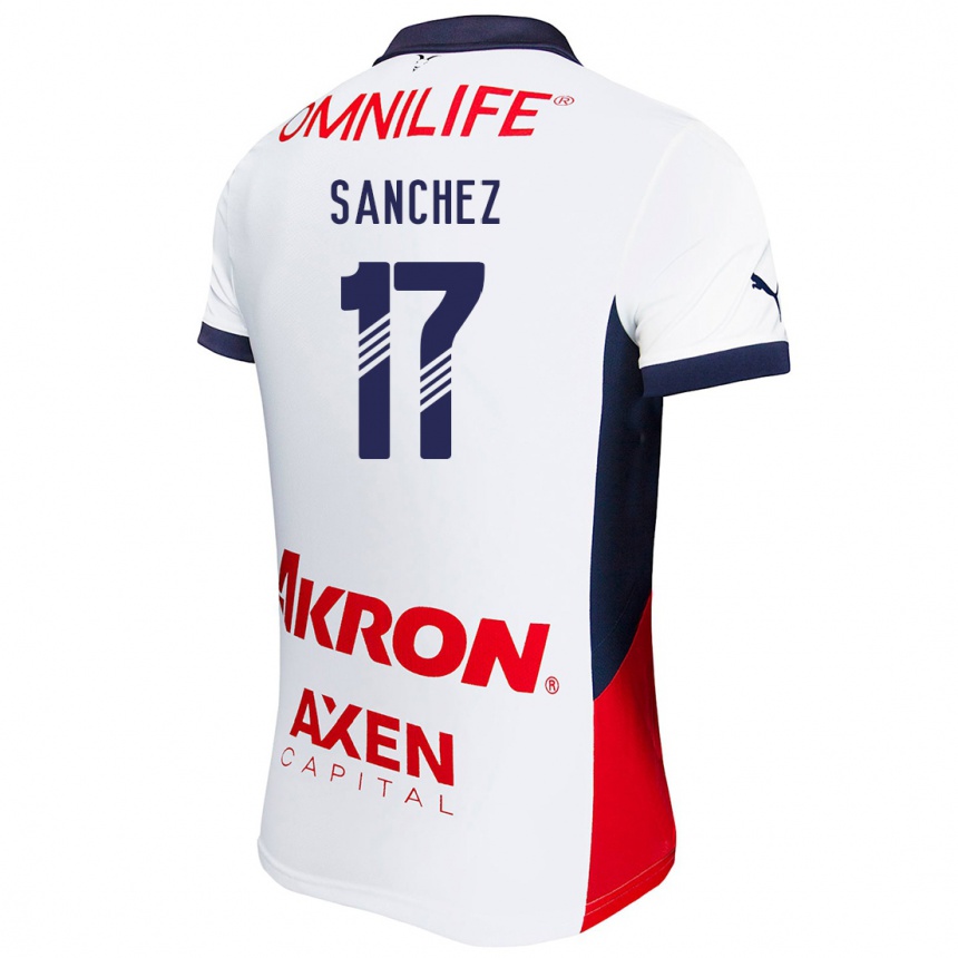 Niño Fútbol Camiseta Jesús Sánchez #17 Blanco Rojo Azul 2ª Equipación 2024/25 Perú