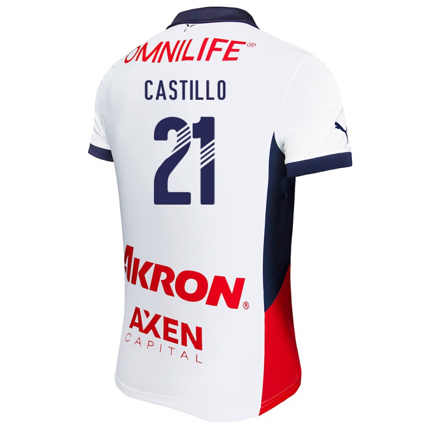 Niño Fútbol Camiseta José Castillo #21 Blanco Rojo Azul 2ª Equipación 2024/25 Perú