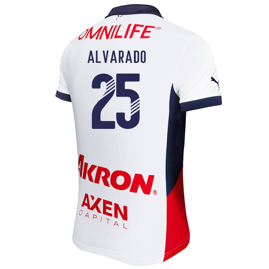 Niño Fútbol Camiseta Roberto Alvarado #25 Blanco Rojo Azul 2ª Equipación 2024/25 Perú